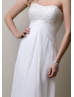 Semi-sweetheart Neckline Ivory Chiffon Beaded Prom Dress